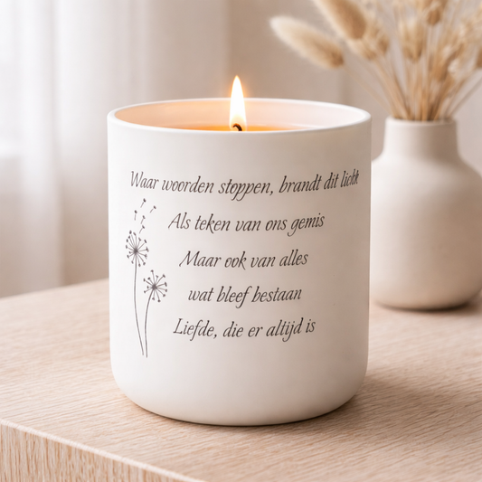 Rouwkaars met gedicht bij overlijden
